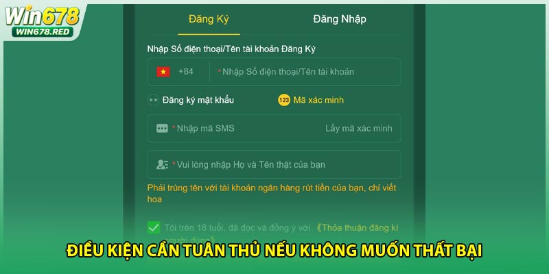 Điều kiện cần tuân thủ nếu không muốn thất bại